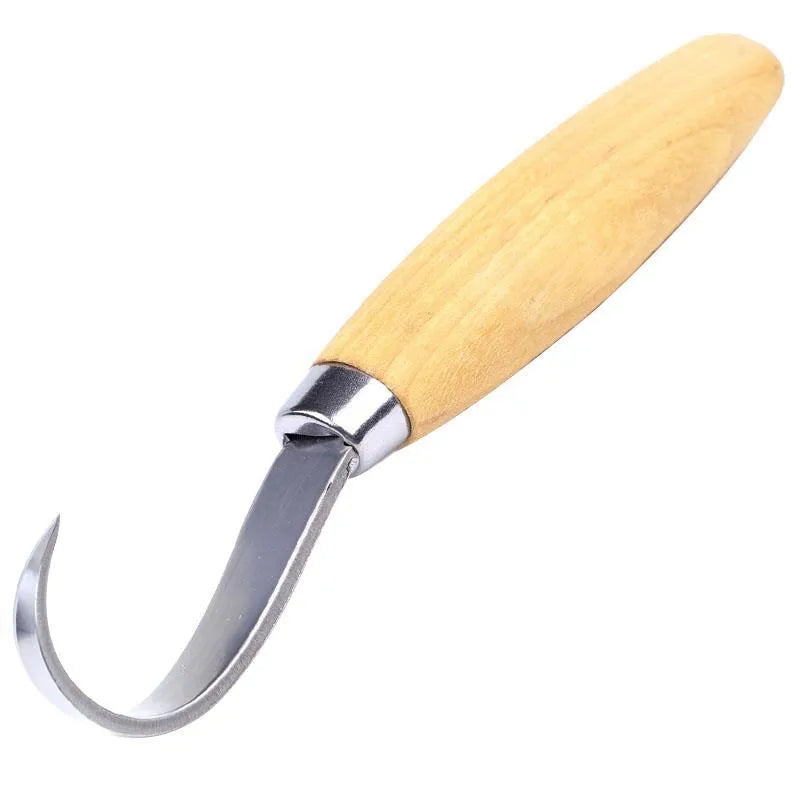 FastCraft Curve Carving Knife 100mm stainless steel spoon carving tool with wood handle for hardwood carving