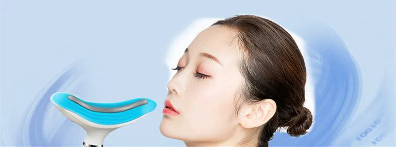 White Beauty Importer neck massager with colour light massage for reducing nasolabial lines and neck lines at home