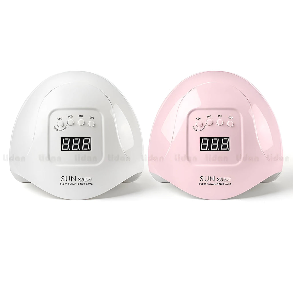 Quick dry nail phototherapy machine in pink or white with 365+405nm double light source, 22*21.5*10cm ABS plastic body and automatic UV induction