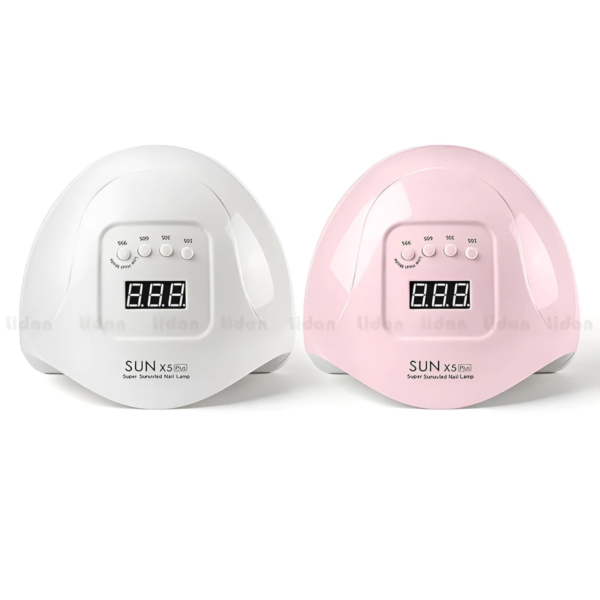 Quick dry nail phototherapy machine in pink or white with 365+405nm double light source, 22*21.5*10cm ABS plastic body and automatic UV induction