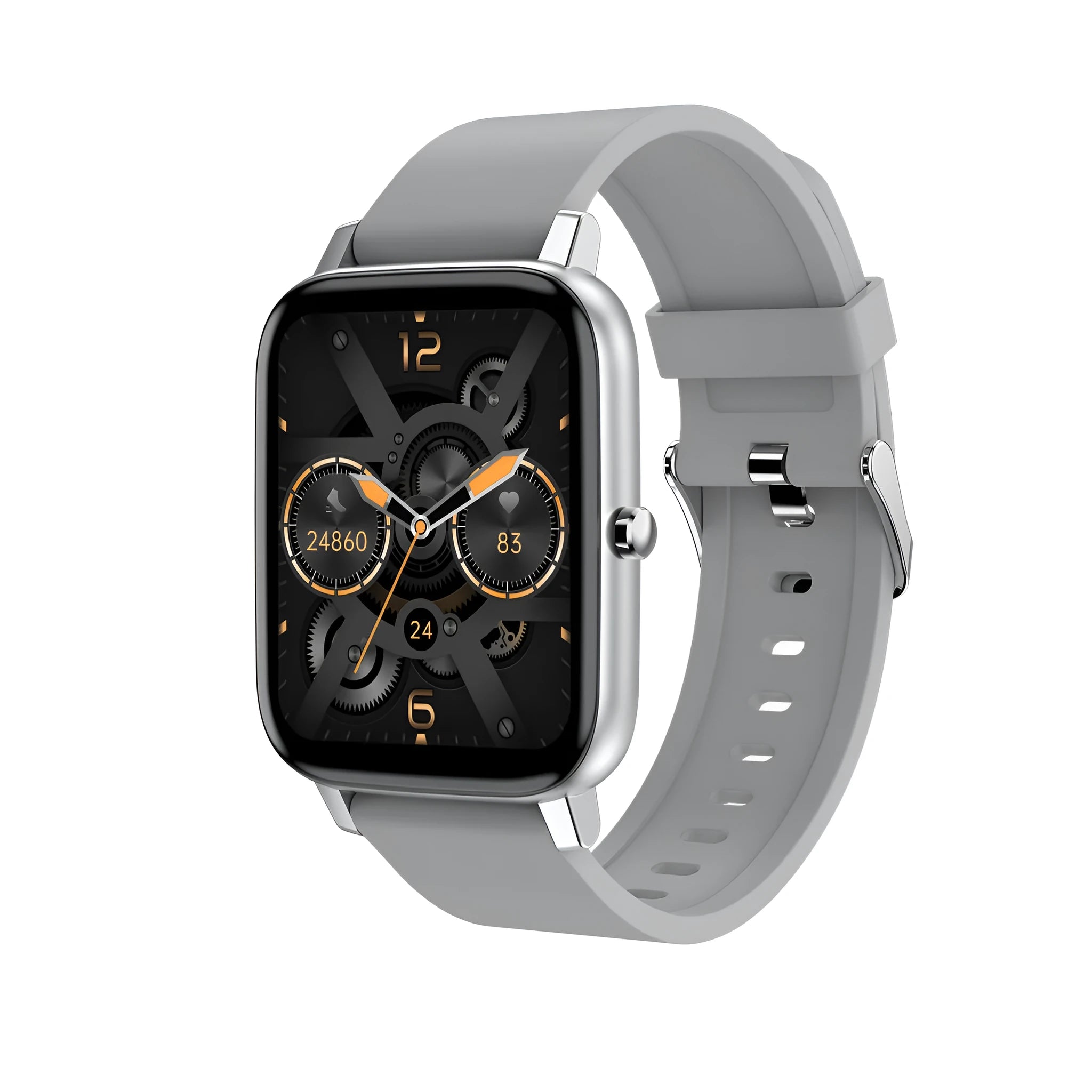 H80 fashion sports smart watch with black silicone strap showing health metrics on screen.