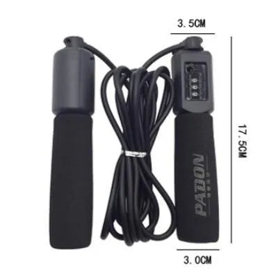 Adjustable fitness skipping rope with foam handles showing maximum 3-metre length