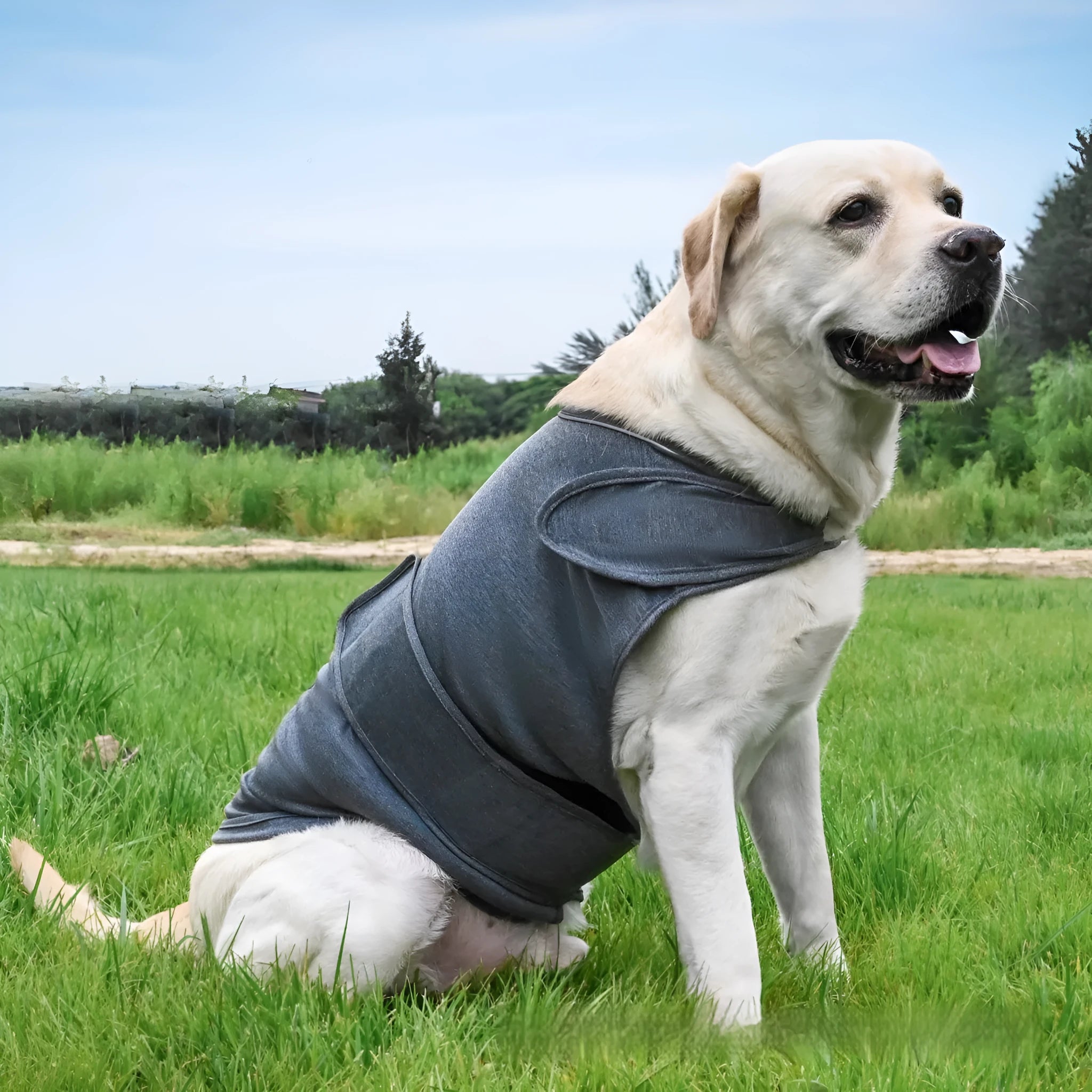 Brown dog anxiety relief tank top pet soothing clothing for separation anxiety