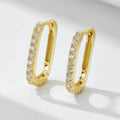 S925 sterling silver oval zircon ear clips in geometric designs with white or yellow finish