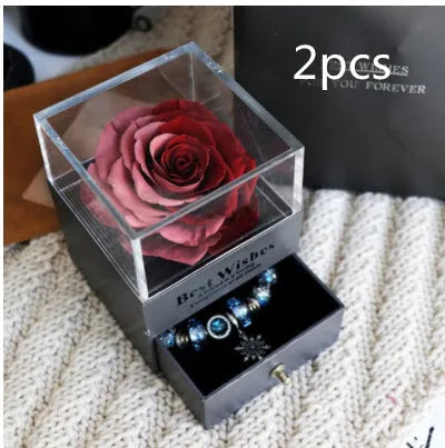Eternal flower rose jewellery box decorative display gift packaging 8.5 cm