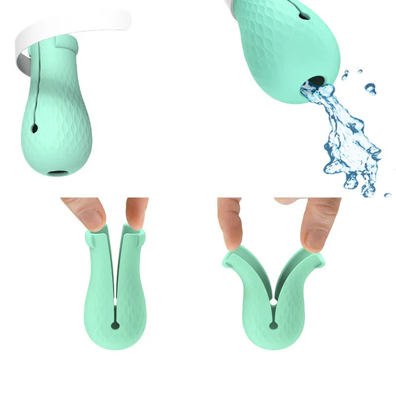 Green silicone cat paw cover gloves for scratch protection during washing and handling
