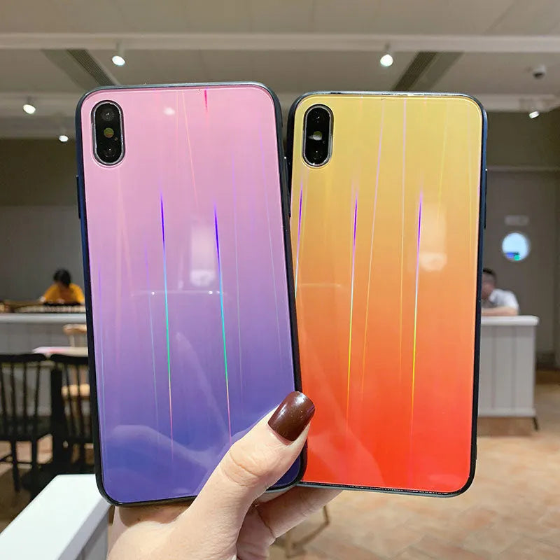 Gradient glass phone case with starry sky design for Huawei, showing back cover with multiple colour options