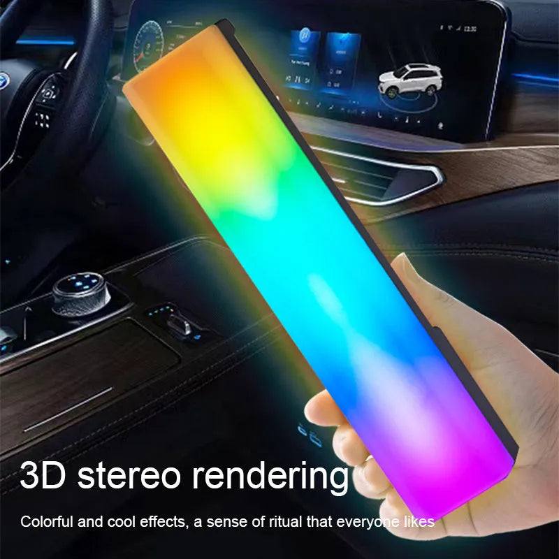 Black and white 3D RGB music voice-activated table-top ambiance lamp with USB cable