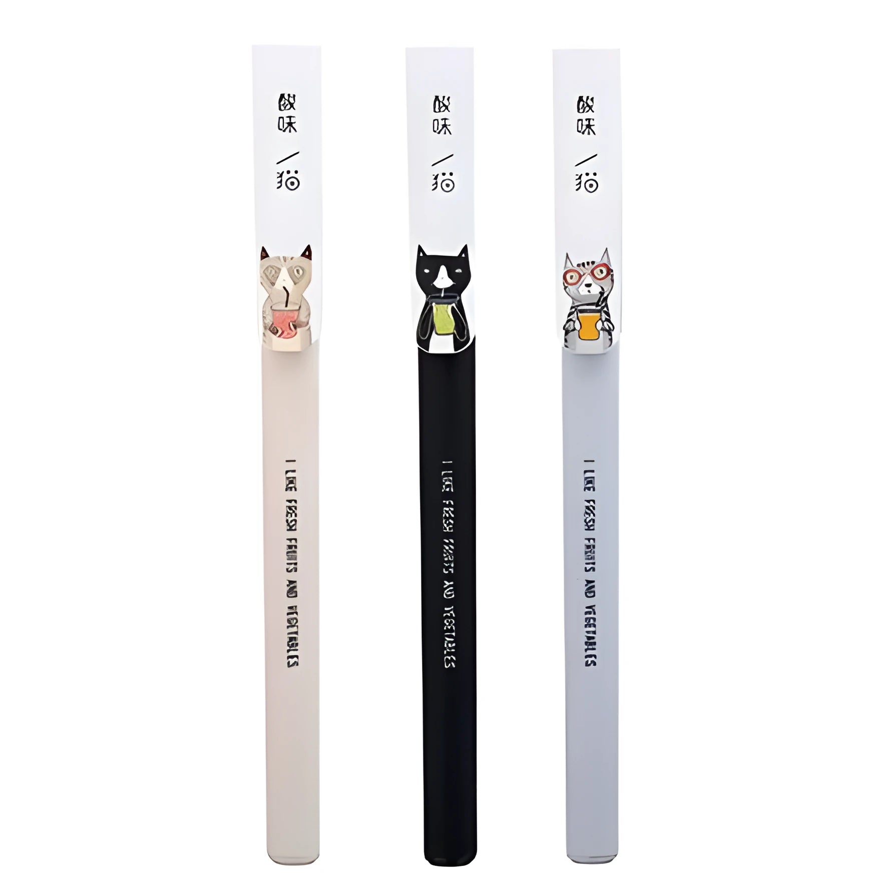 Black gel pen with full needle tube design on white surface, plastic body, cap on