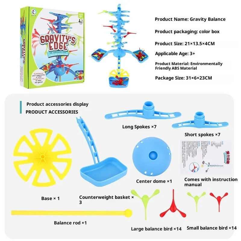 Gravity Balancing Bird plastic toy for multiplayer family and party play
