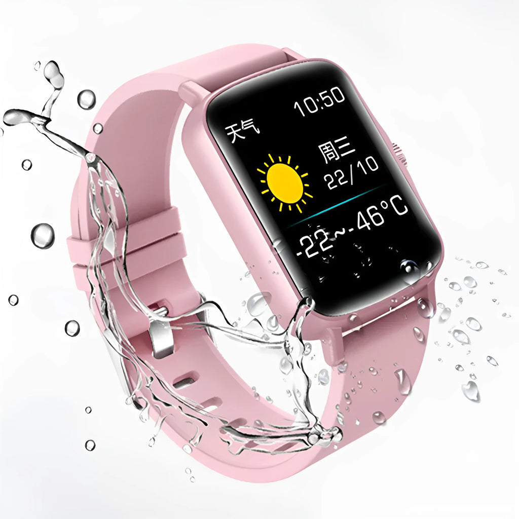 Full touch screen waterproof smart watch with heart rate blood pressure blood oxygen monitoring, black