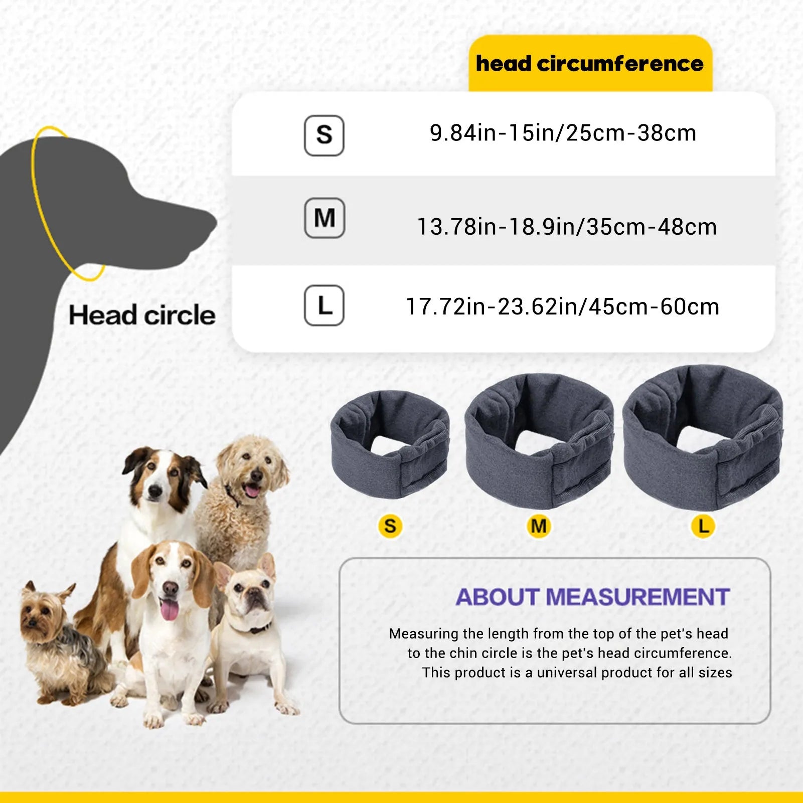 Polyester dog calming hoodie head wrap in black or purple colours with size options for noise reduction and hair management