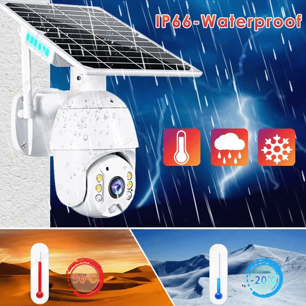 4G LTE solar PTZ security camera with 1080P night vision in metal housing