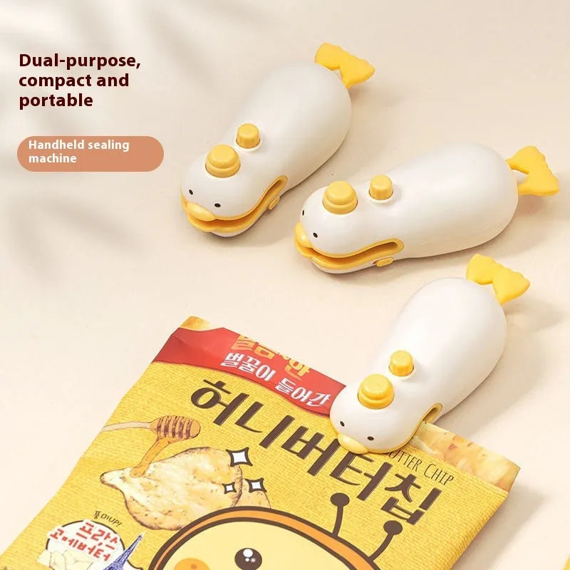Yellow duck rechargeable sealing machine with animal jacquard design and charging cable
