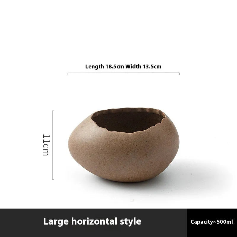 Creative egg shell shaped porcelain bowl in horizontal orientation with underglaze finish, modern simple style