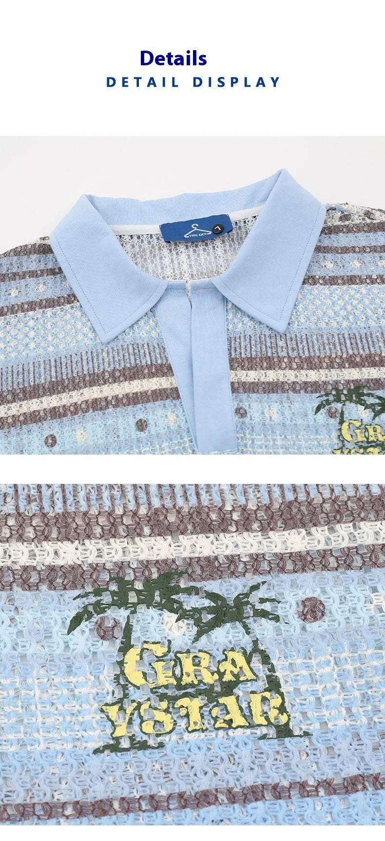 Man wearing a blue printed short sleeve shirt with a loose casual fit.