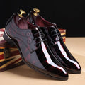 Men's high-top leather shoes in blue, dark grey, or red with microfiber leather upper and rubber sole