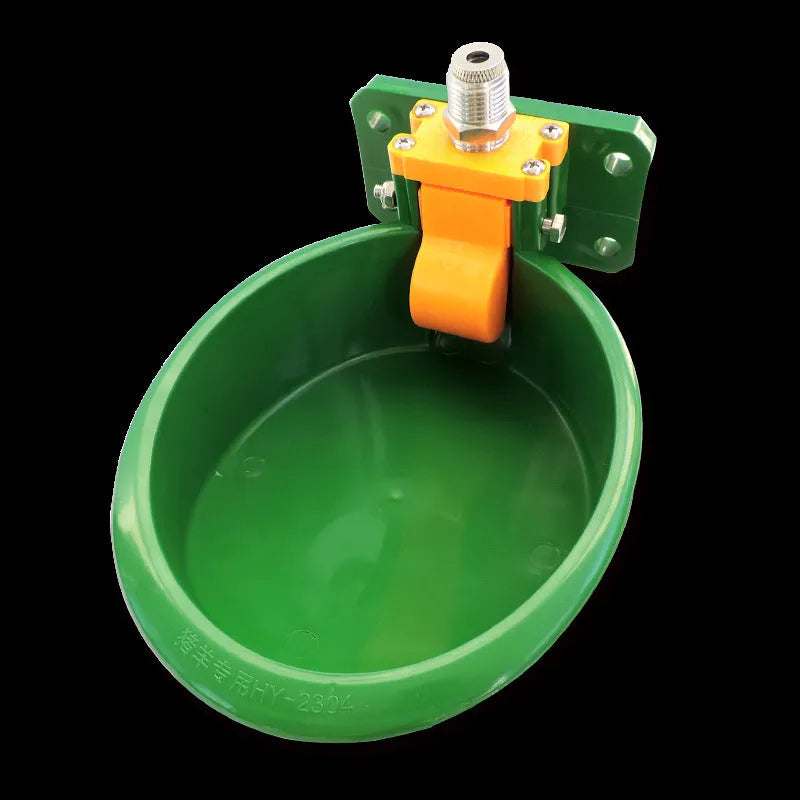Green plastic automatic drinking bowl for sheep farm hydration system