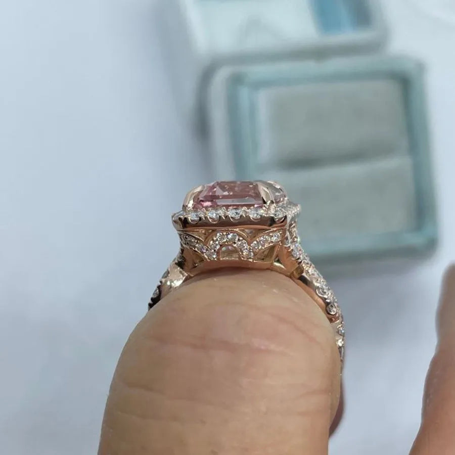 Geometric rose gold alloy fashion ring showing clean lines and electroplated finish