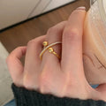 Copper scarf buckle ring with retro brushed finish and adjustable open mouth design