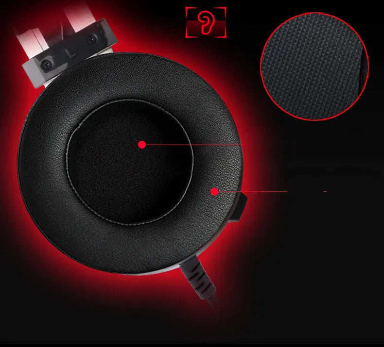 Black wired computer gaming headset with a 3.5mm plug and long cable.