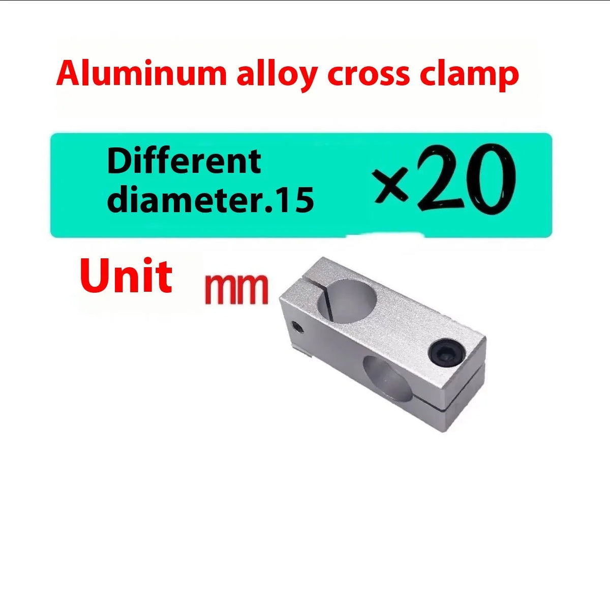 Aluminium alloy same diameter cross clamp fixing clip pillar in multiple sizes 4mm to 60mm