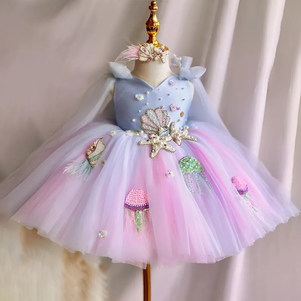 Children's linen pettiskirt princess birthday dress for girls 80-160cm in picture colour