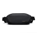 Black Oxford cloth men's crossbody messenger bag with a shoulder strap.