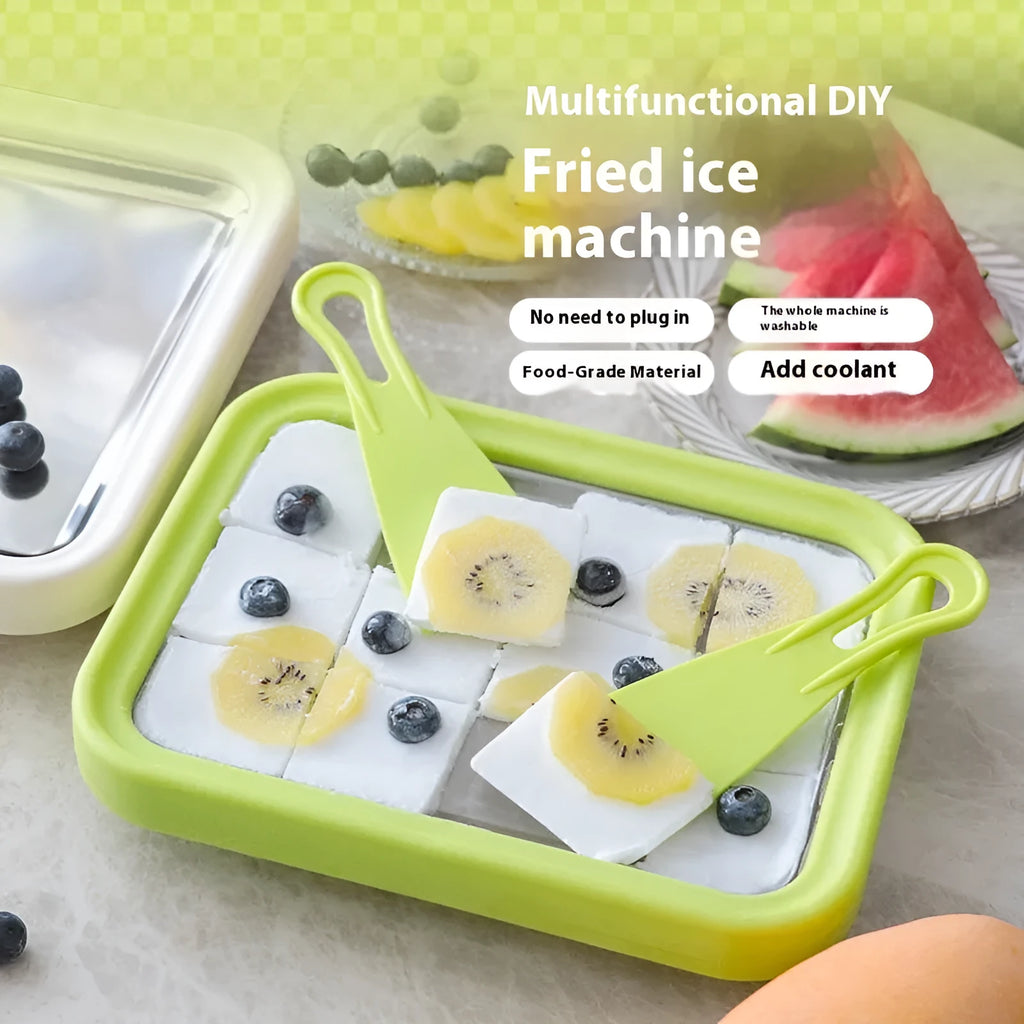 Children's handmade DIY fried ice yoghurt machine in green, pink, white, or rose red.