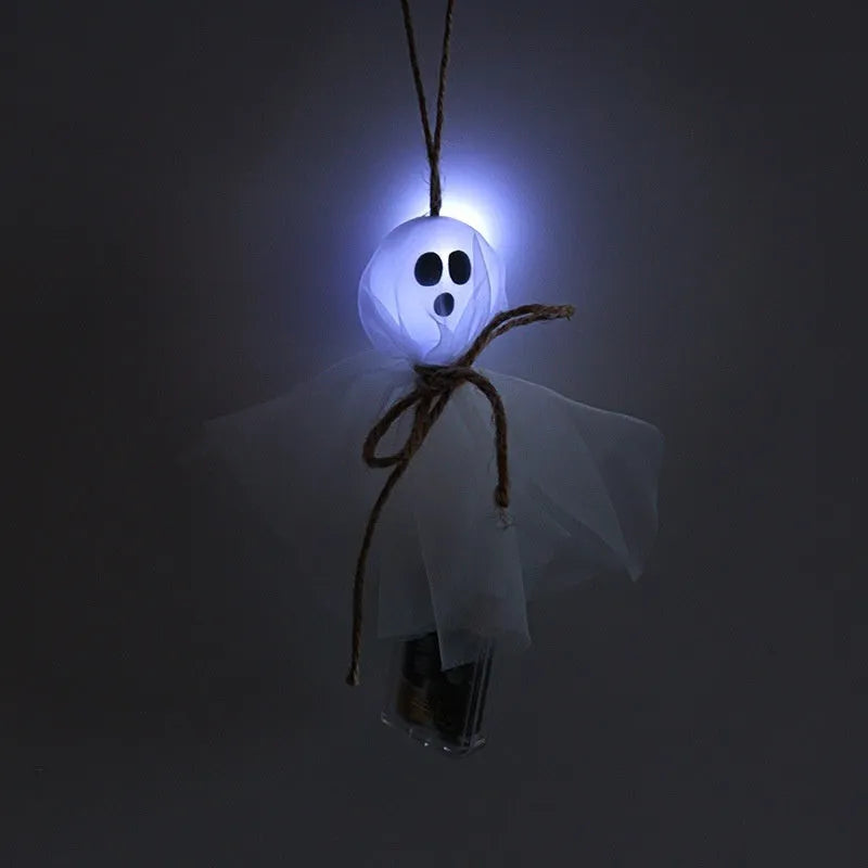 Halloween LED lighting chain with colourful ghost-themed lights and battery box for haunted venue decoration