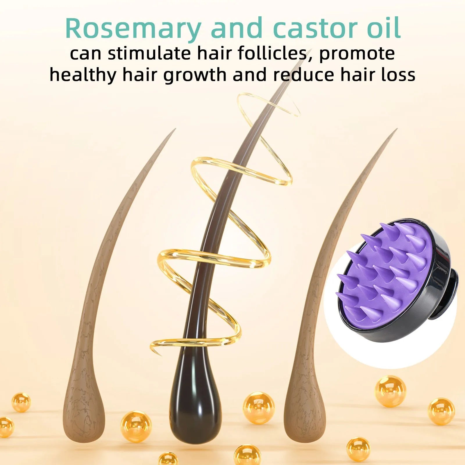 118ml bottle of bright yellow hair treatment oil with a massage brush for strong hair care.