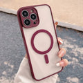 Magnetic transparent frosted hard PC phone case with TPU soft edge for iPhone in multiple colours