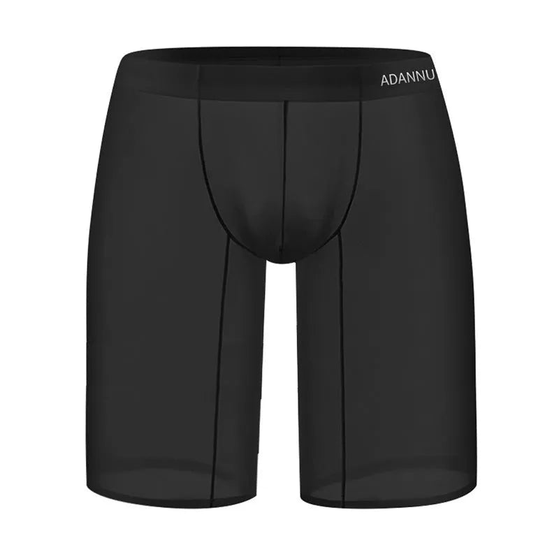 Men's black mesh shorts with seamless design and hip lifting fit