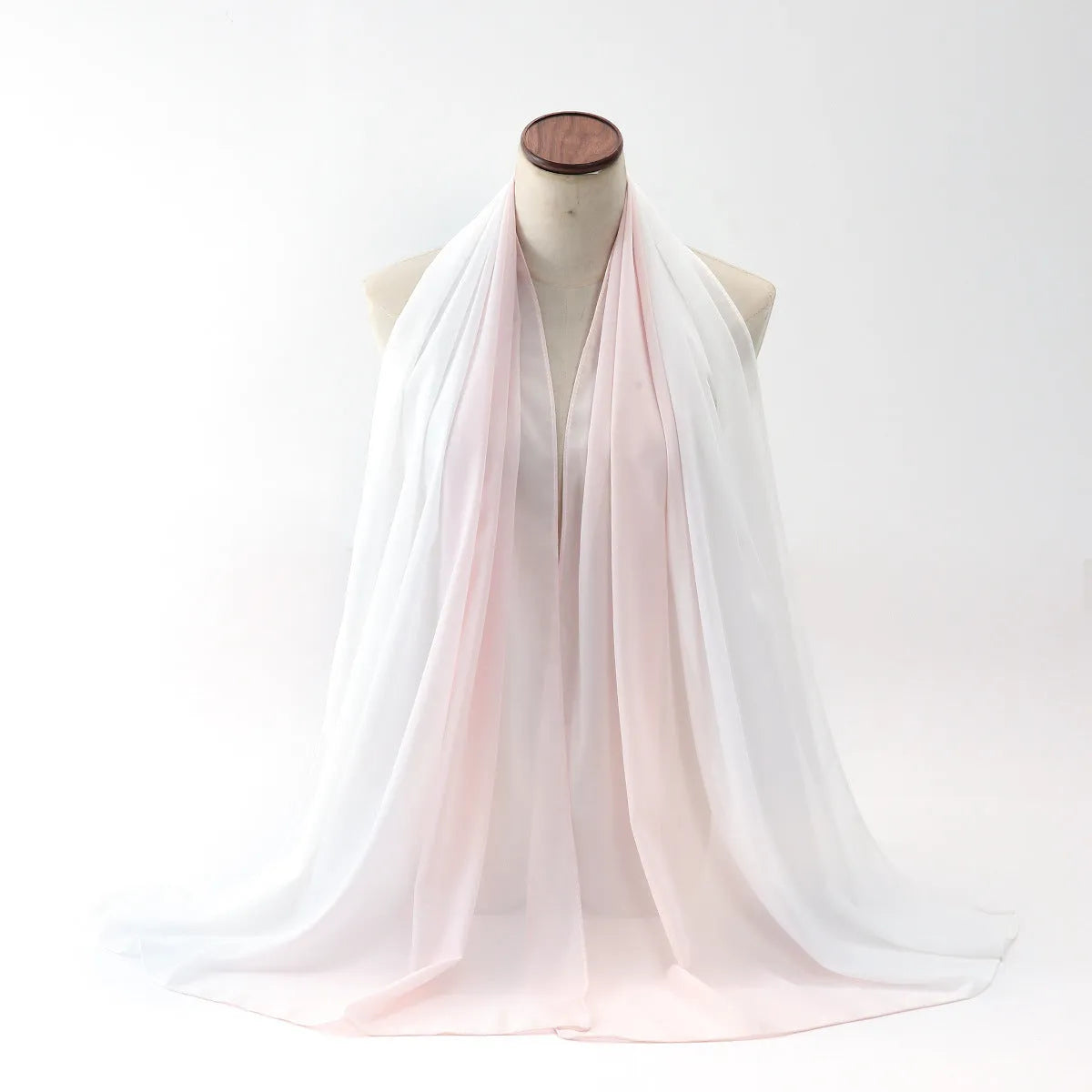 Women's long chiffon bubble towel scarf in ethnic Pu long style, shown in summer setting