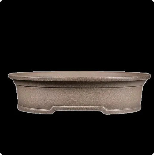 Handmade antique oval purple sand ceramic bonsai pot with shallow 6.3cm height.