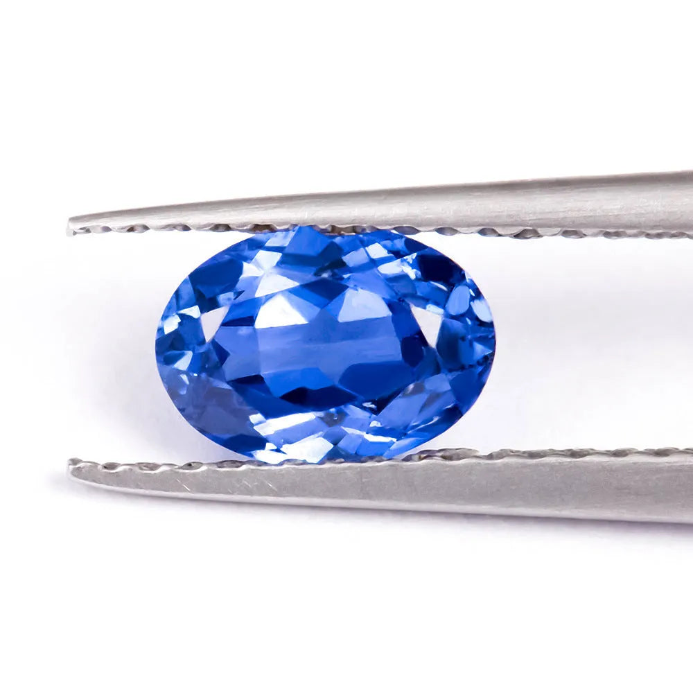 Royal blue heart-shaped tiara cut cubic zirconia loose gemstone on white background