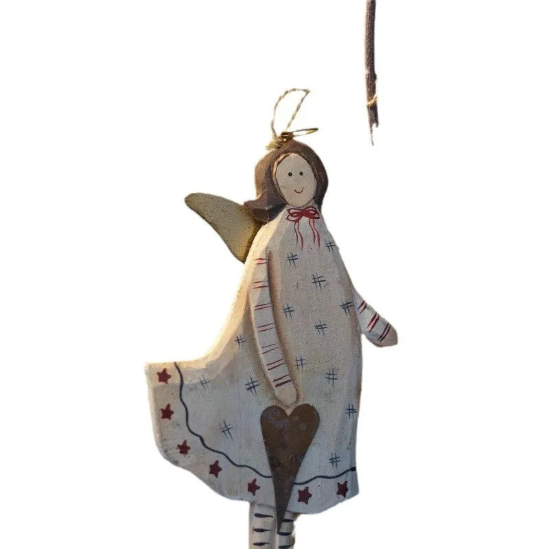 Handmade wooden pendant door plate with hand-painted American country style decoration showing love heart or letter designs