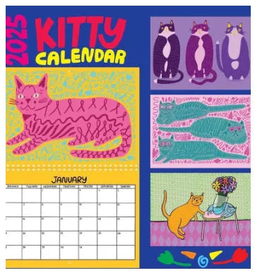 Cat calendar wall planner showing daily tear-off sheets with feline imagery