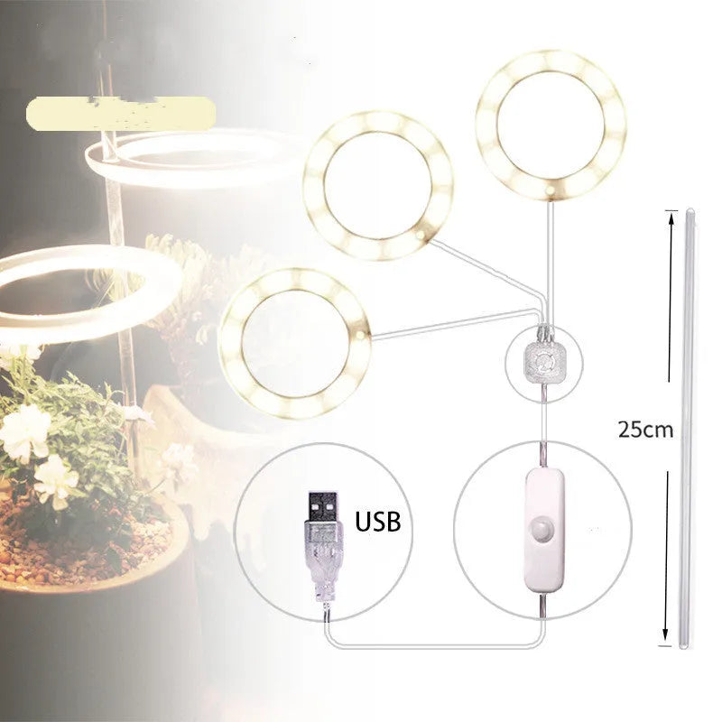 USB LED plant grow light with transparent PC and aluminium housing on a 25cm acrylic stick.