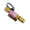 Metal vacuum valve core disassembly tool set showing 1/4-inch black and 5/16-inch pink valve removers