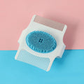 Blue multifunctional pet grooming comb with four tool heads for hair removal and massage
