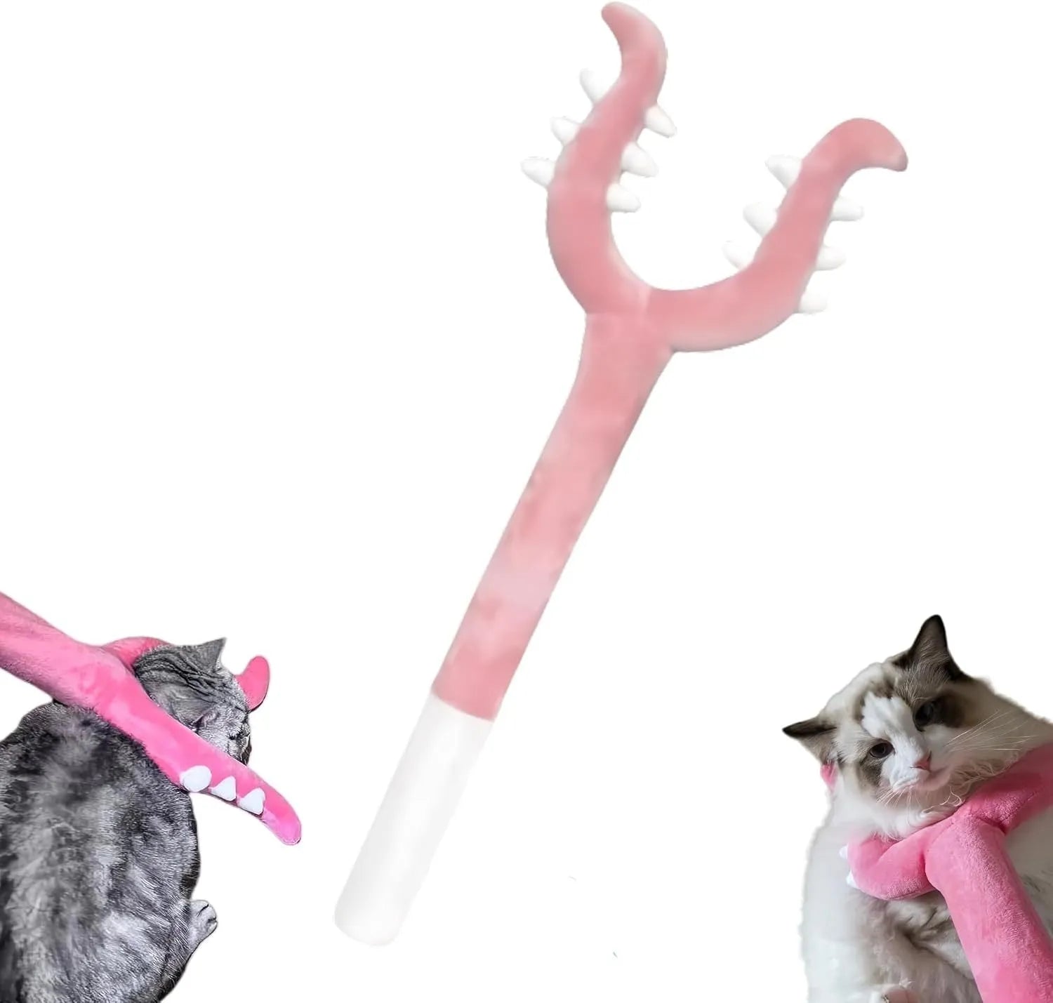 70cm blue plush cat wand toy with foam-filled front section for indoor play with cats and dogs