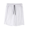 Men's black quick-drying mesh shorts with elastic waistband, shown in a loose casual fit.