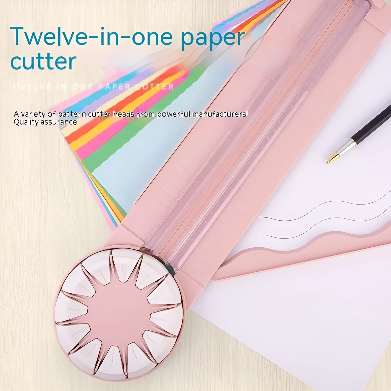 Pink and black 12-in-1 multifunctional dotted paper cutting machine for crafts.