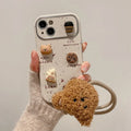 Imitation leather soft phone case with chain lanyard in Maillard brown for iPhone