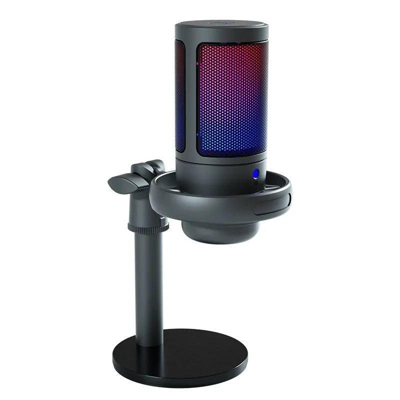 RGB condenser microphone for computer streaming with 150cm cable in black, pink or white colours
