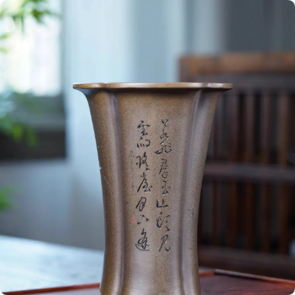 Purple clay Zisha flowerpot with sharkskin and blue veins by Kuai Duohui, Chinese style plant pot