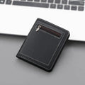 Men's PU leather vertical zippered wallet in solid colour with money clip, black option