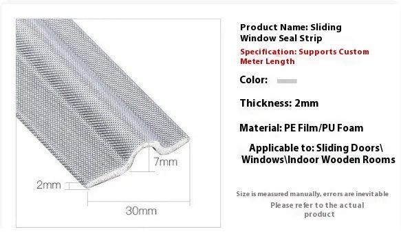 White 1 metre sliding window seal strip, push-pull type, for window seams and door bottoms