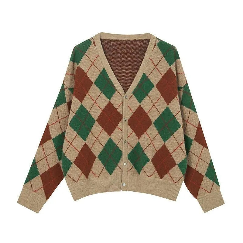 Casual acrylic knitted cardigan in macaron colours with Japanese Korean styling